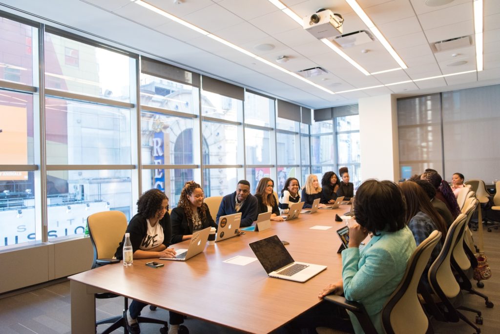 Large group of people having a meeting